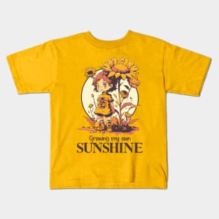 "Growing My Own Sunshine", Cute Gardening Anime Style Kids T-Shirt